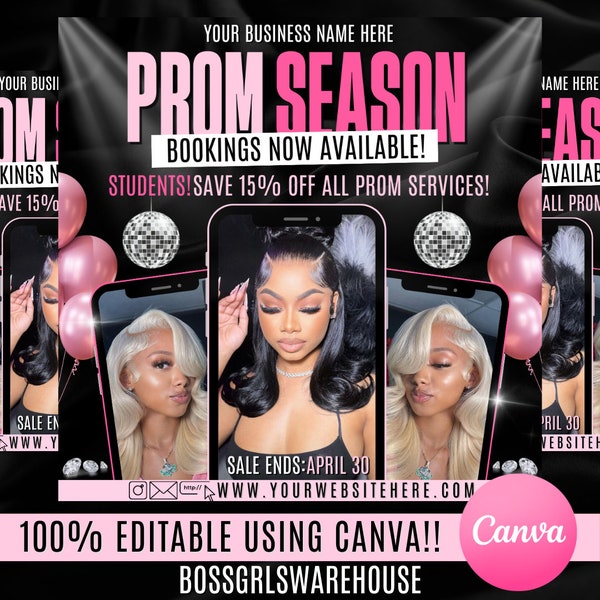 Prom Send Off Flyer, Prom Invitation Flyer, Prom Sendoff, Prom Flyer, Prom Bookings Flyer, Prom Makeup Sale Flyer Appointment Bookings Flyer