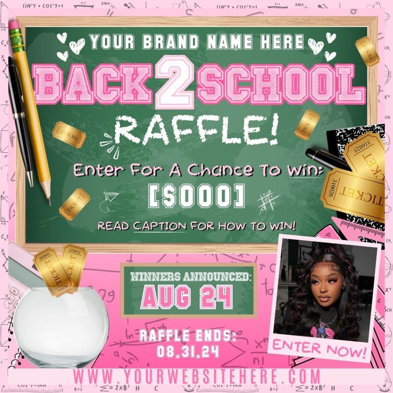 School Raffle Sayings Back to School Raffle Flyer, DIY Flyer Template, B2S Giveaway Flyer ...