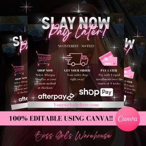 Shop Now Pay Later Flyer, Slay Now, Buy Now, DIY Premade Templates, Canva Editable Flyer, Instagram Flyer, Business Branding, Hair Makeup