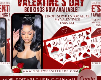 February Booking Flyer, Valentines Day Hair Flyer, Valentines Day Flyer, Hair Flyer, Hair Booking Flyer, Valentines Day Sale Flyer, February