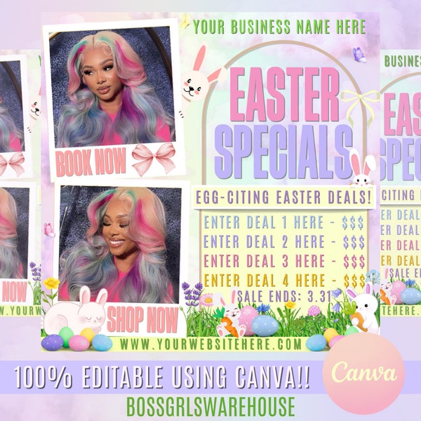 Spring Sale Flyer, Spring Bookings Flyer, Book Now Flyer, Spring Season Sale Flyer, Easter Flyer, Easter Sale, Hair Nails Lash Tech Flyer