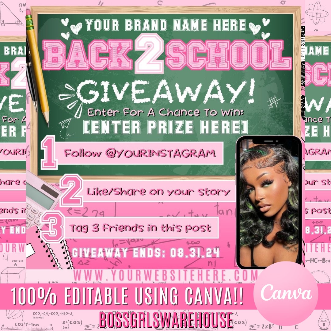 Back to School Giveaway Flyer, Back to School Giveaway Template, Canva