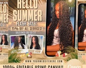 Summer Braid Sale Flyer, July Sale Braid Prices Flyer, Braids Sale Flyer Flash Sale Flyer Braids Special Flyer, Premade Social Media Flyer