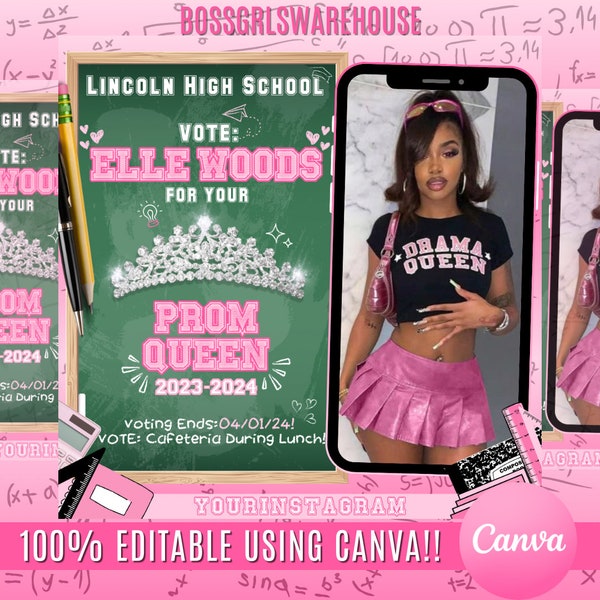 Vote Prom Queen Flyer, Homecoming Flyer, Campaign Flyer, Class Campaign Flyer, Election Flyer Prom Queen Flyer, Prom Season Campaign Flyer