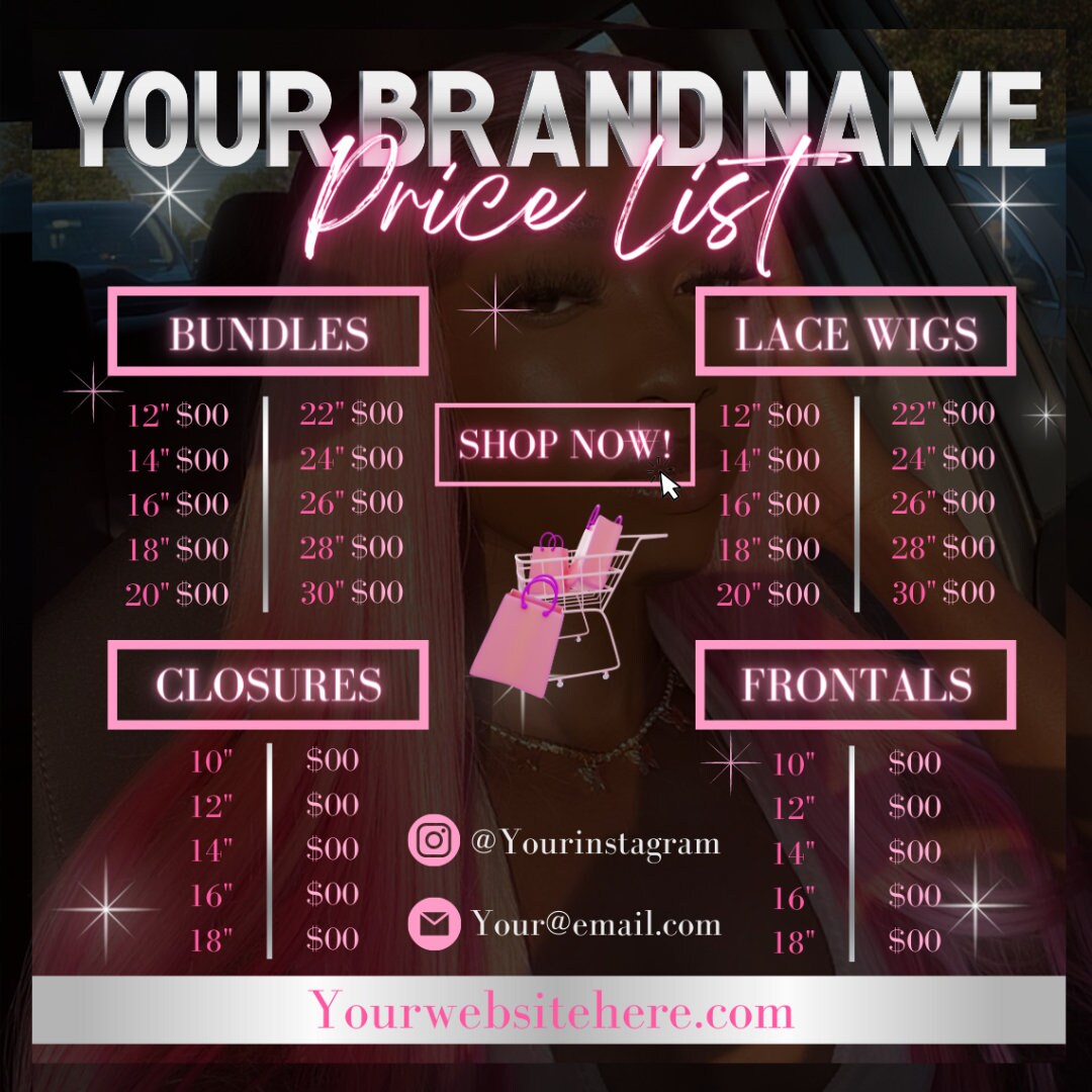 Price List Template, DIY Small Business Printable Pricing Guide Sheet ...