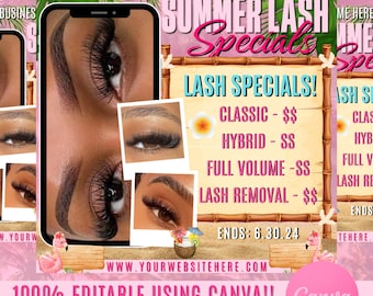 Summer Lash Sale , June Lash Sale Flyer, Now Booking June, Summer Season Flyer, Hair Locs Braid Flyer Lash Flyer, June Books Open, DIY Canva