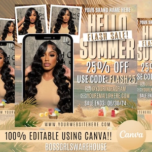 Summer Braid Sale Flyer, Sommer Sale Braid Preise Flyer, Braids Sale Flyer Flash Sale Flyer Braids Special Flyer, Vorgefertigter Social Media Flyer