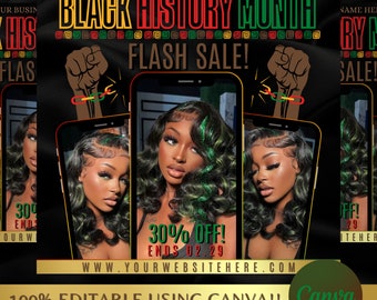 Black History Month Flyer, February Flash Sale Flyer, February Black BHM, Canva Braids Flyer, Bookings Flyer, Hair Lashes Nails MUA Flyer,