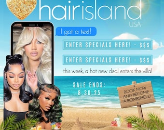 Hair Salon Booking Flyer, Love Island Theme (Digital Download)