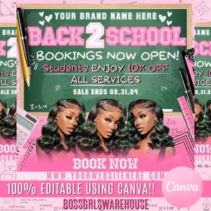 August Bookings Flyer, Back To School Flyer, Book Now Flyer, B2S Canva Flyer, Back2School Hair Flyer, Hair Special Flyer, Appointment Flyer