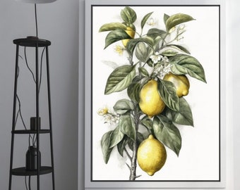 Lemon Tree, Lemon Tree Print, Lemon Tree Wall Art, Botanical Print, Wall Print, Wall Art, Lemon Tree Art Print, Leaf Art, Wall