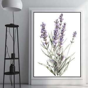 Lavender, Lavender Watercolor, Cottage Decor, Lavender Wall Art, Botanical Print, Wall Print, Wall Art, Lavender Art Print, Print
