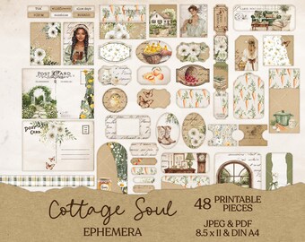 Cottage Soul -  Junk Journal Ephemera | Printable Journal Paper Digital Download JPG PDF - Scrapbook Vintage Extra Cottagecore Floral Spring
