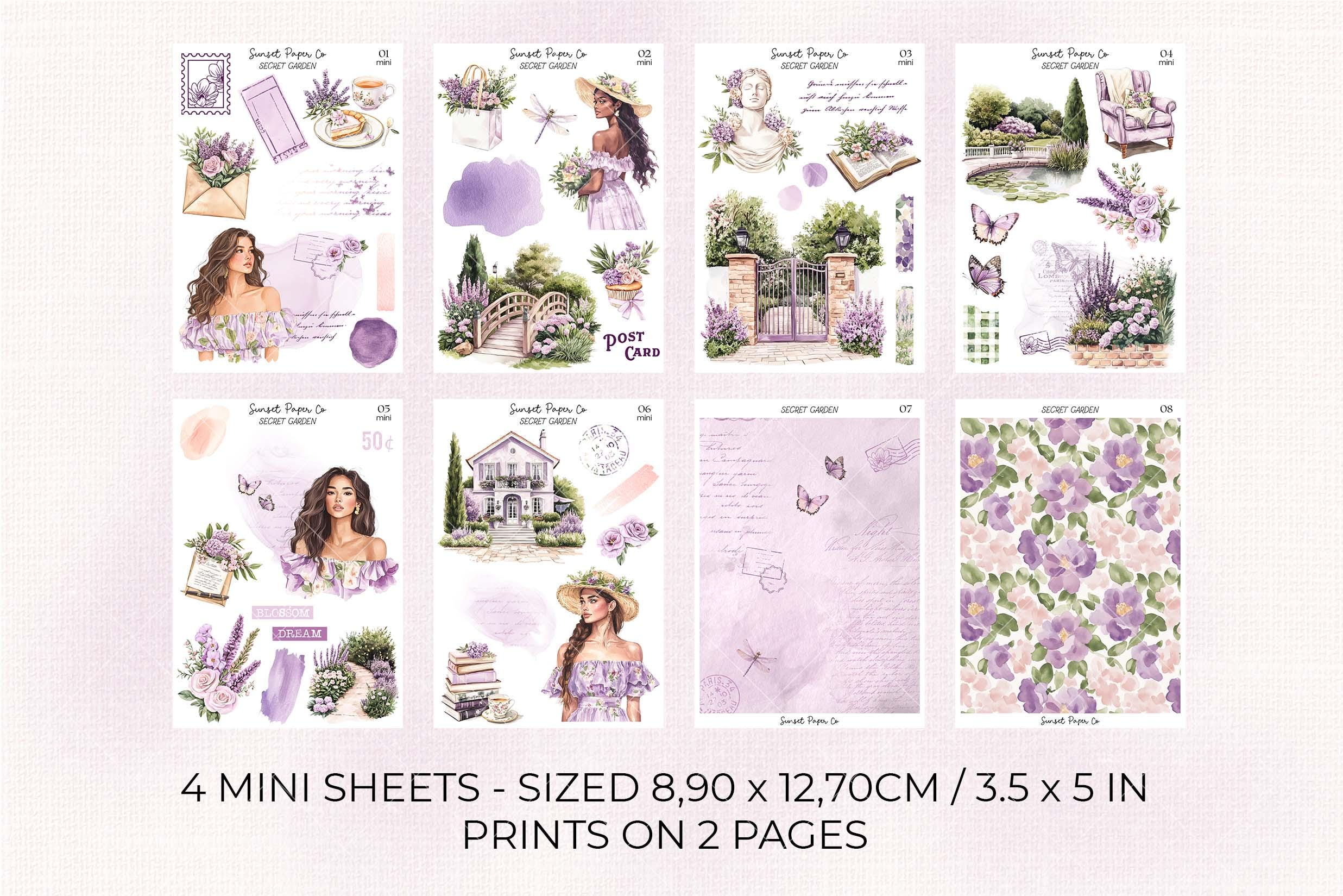 Secret Garden Printable Stickers - Mini Sticker Set, Planner Journaling ...