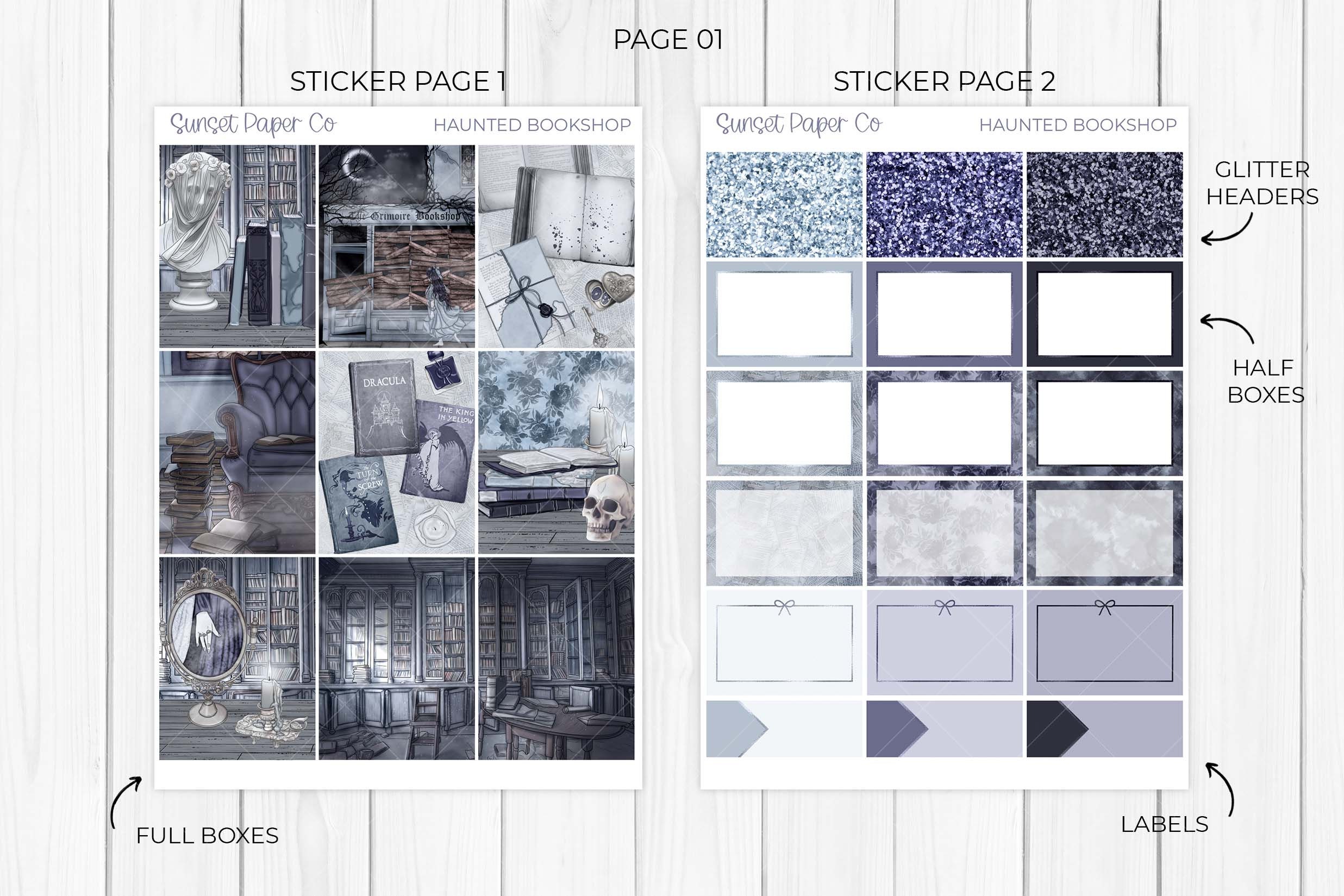 Haunted Bookshop Printable Planner Stickers Weekly Planner Kit, Erin ...