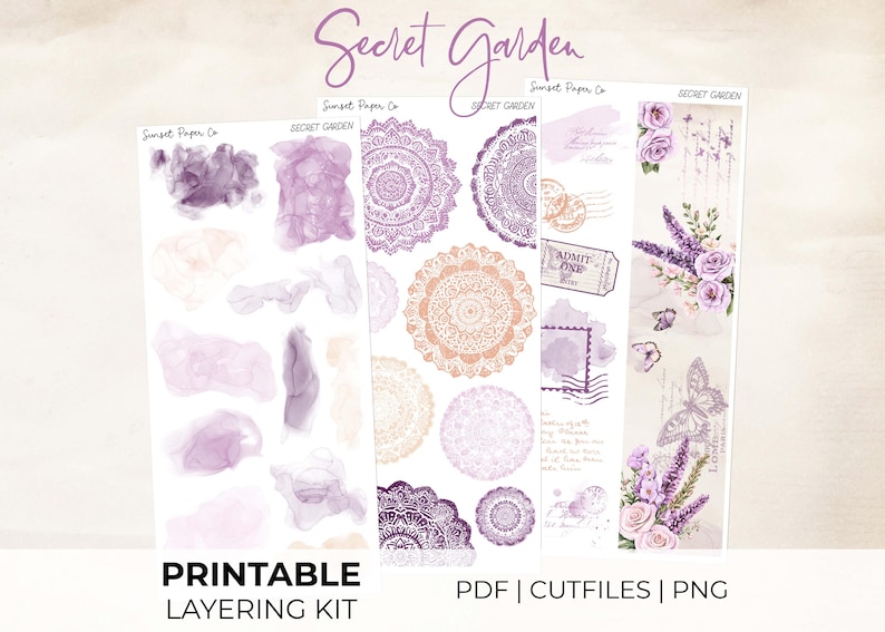 Secret Garden Layering Kit Add-on - Printable Stickers Decorative ...