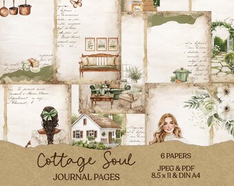 Cottage Soul -  Junk Journal Pages | Printable Journal Paper Digital Download JPG PDF - Scrapbook Vintage Ephemera Cottagecore Floral Spring