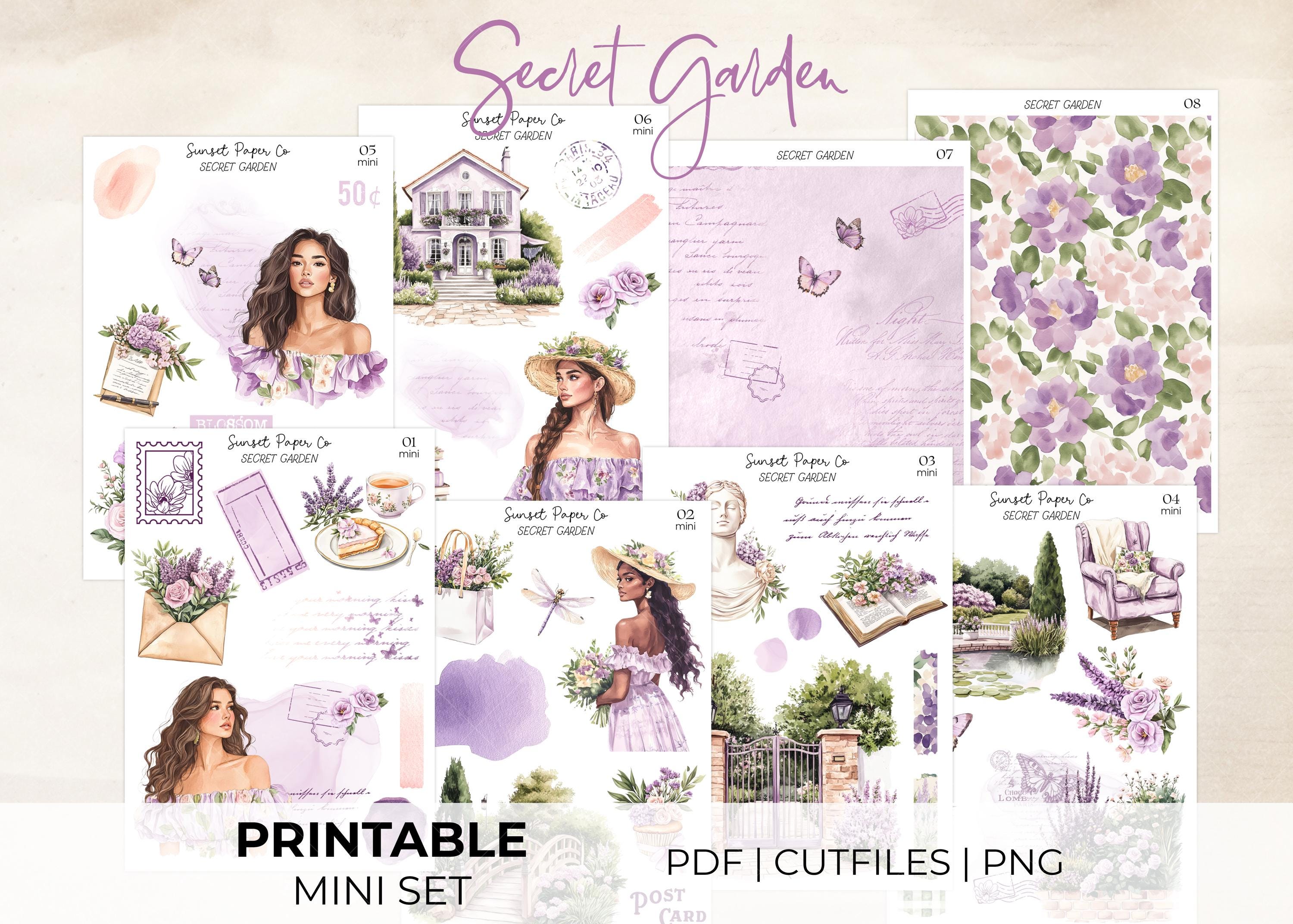 Secret Garden Printable Stickers - Mini Sticker Set, Planner Journaling ...