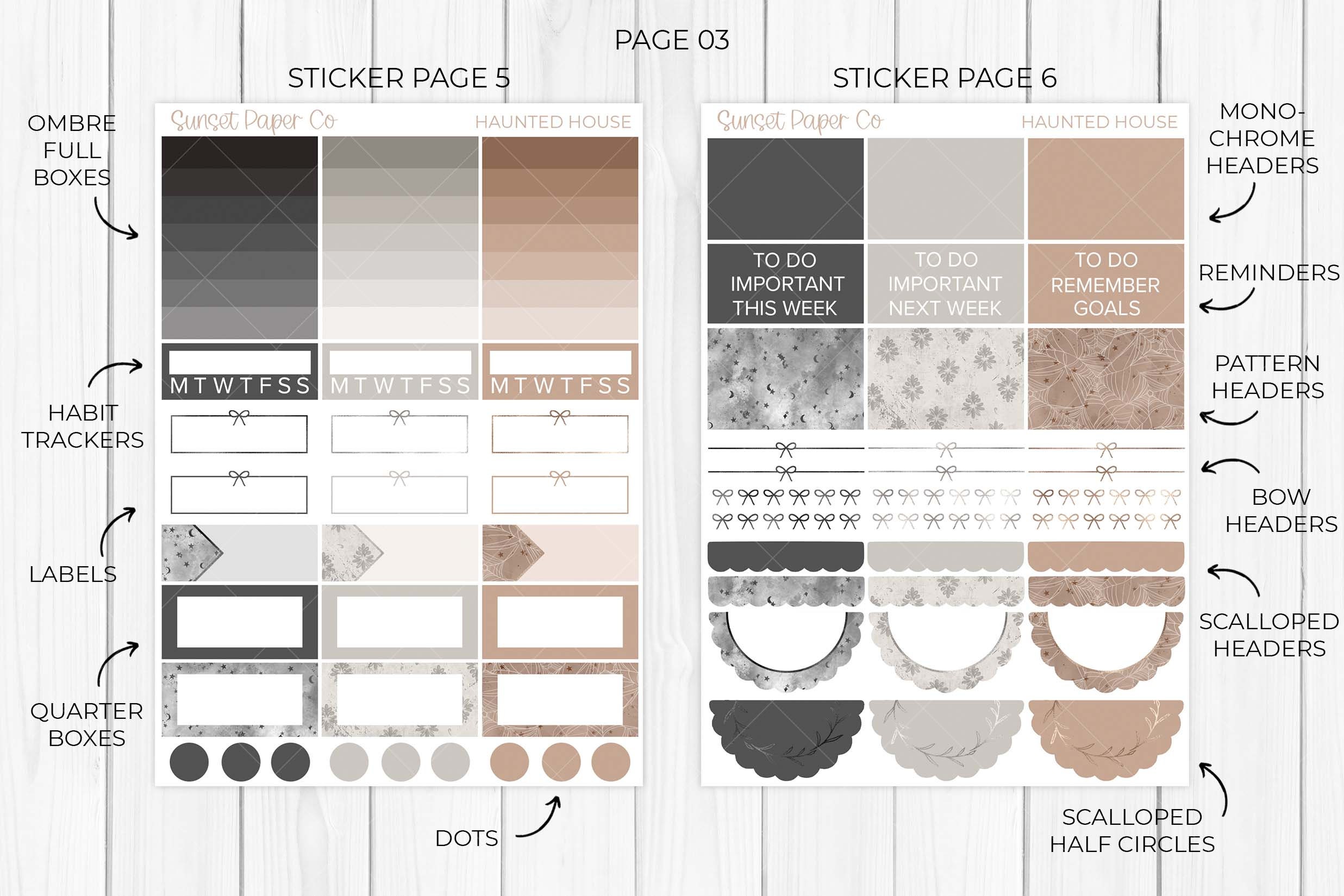 Haunted House Printable Planner Stickers - Weekly Planner Kit, Erin ...