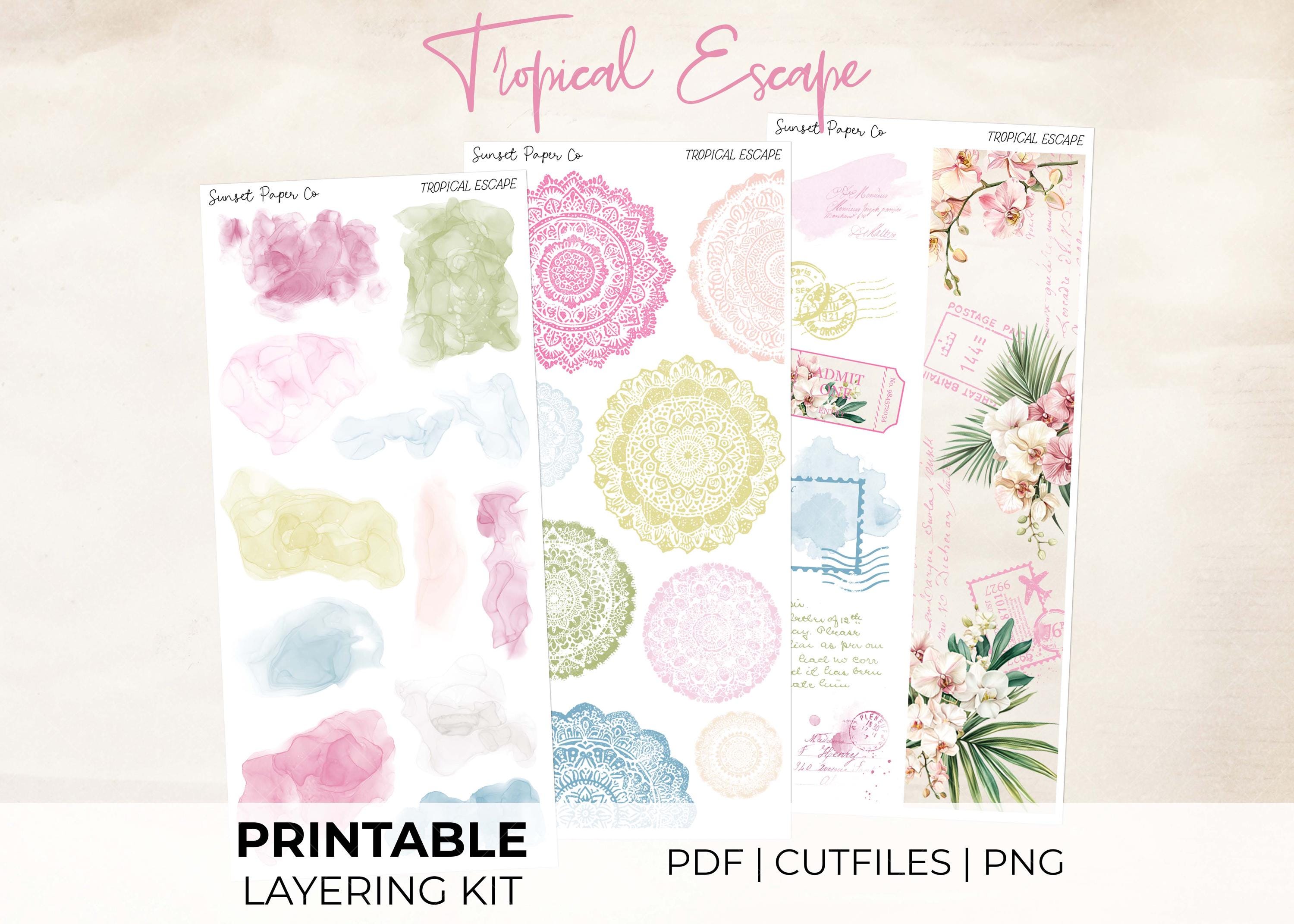 Sticker Layering Project Tropical Escape Layering Kit Add-on - Printable Stickers Decorative ...