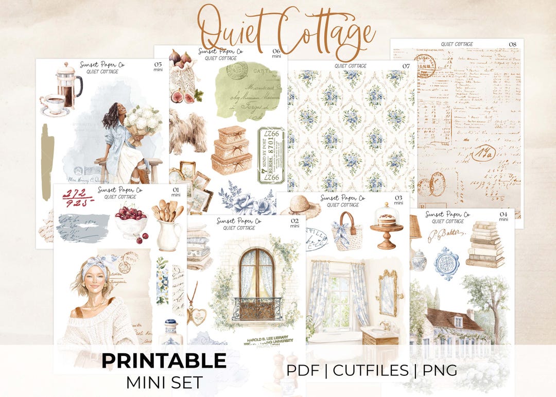 Quiet Cottage Printable Stickers - Mini Sticker Set, Deco Decorative ...