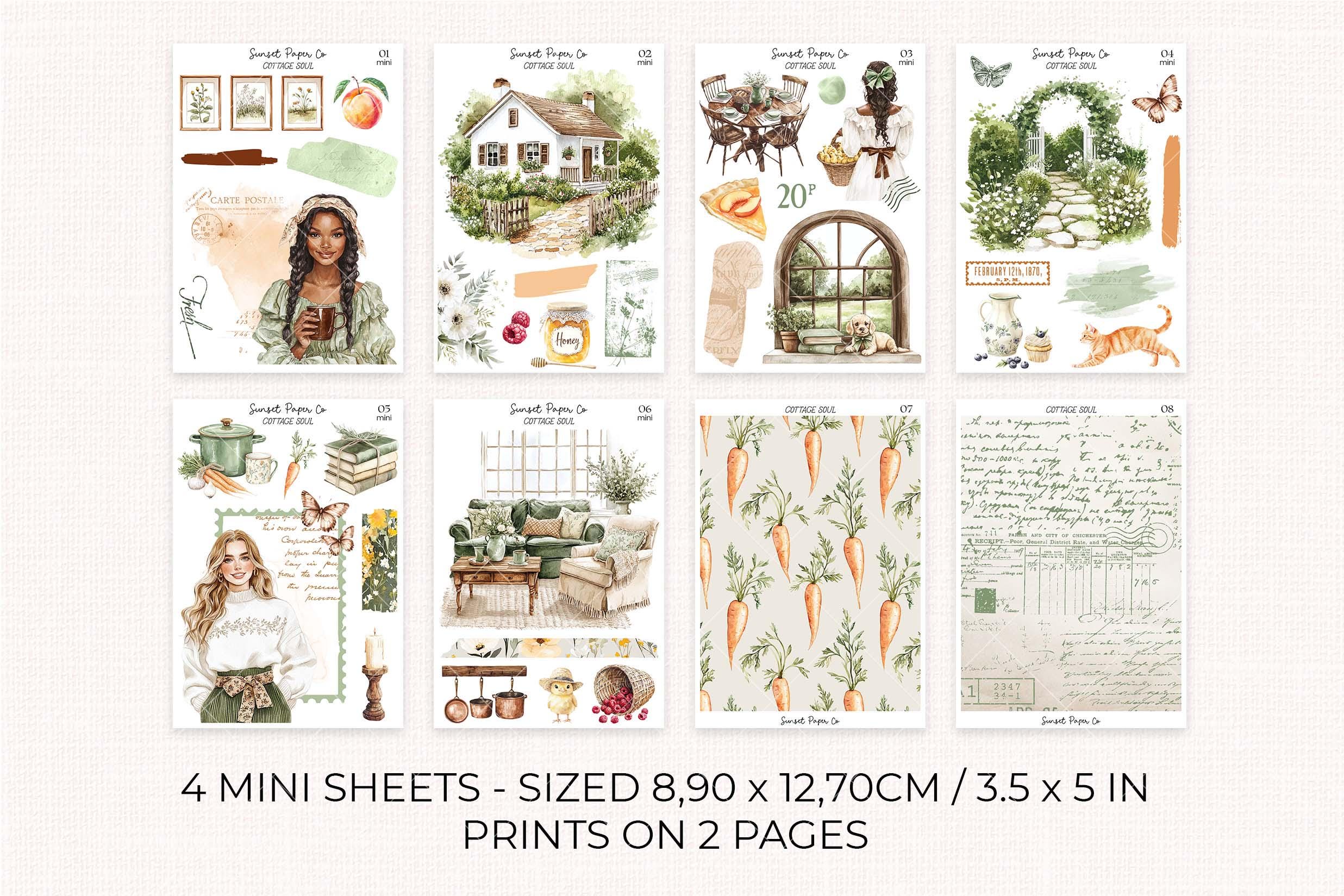 Cottage Soul Printable Stickers - Mini Sticker Set, Deco Decorative Kit ...