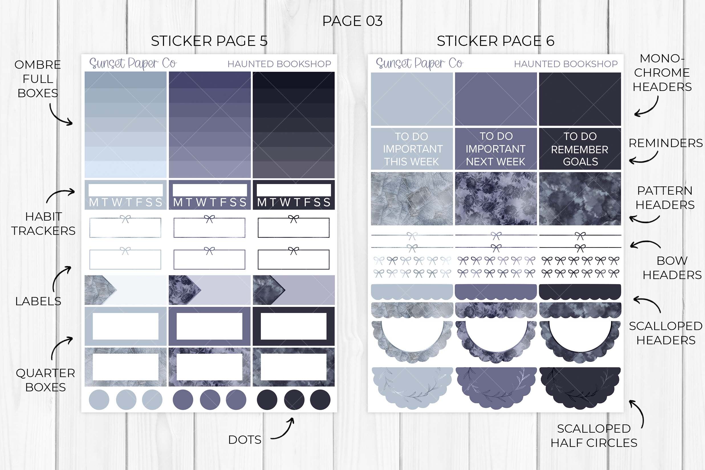 Haunted Bookshop Printable Planner Stickers Weekly Planner Kit, Erin ...