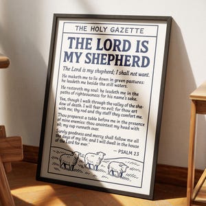 Psalm 23, Scripture Wall Art, Bible Verse, Poster for Christians, Vintage Wall Art Faith Gift For Her Him Christian Home Decor Psalm 23 Sign