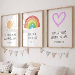 3er-Set Kinderzimmer Bibel Vers Wandkunst, Kinder Bibel Vers, Kinder Bibel Vers, Kinderzimmer, Kleinkind, Spielzimmer Dekor, Kindergarten, Schrift