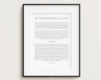 De kruisiging van Jezus, Jezus aan het kruis, Schrift, Bijbelvers, Judea, Jezus print, Jezus kunst aan de muur, Decor van het huis