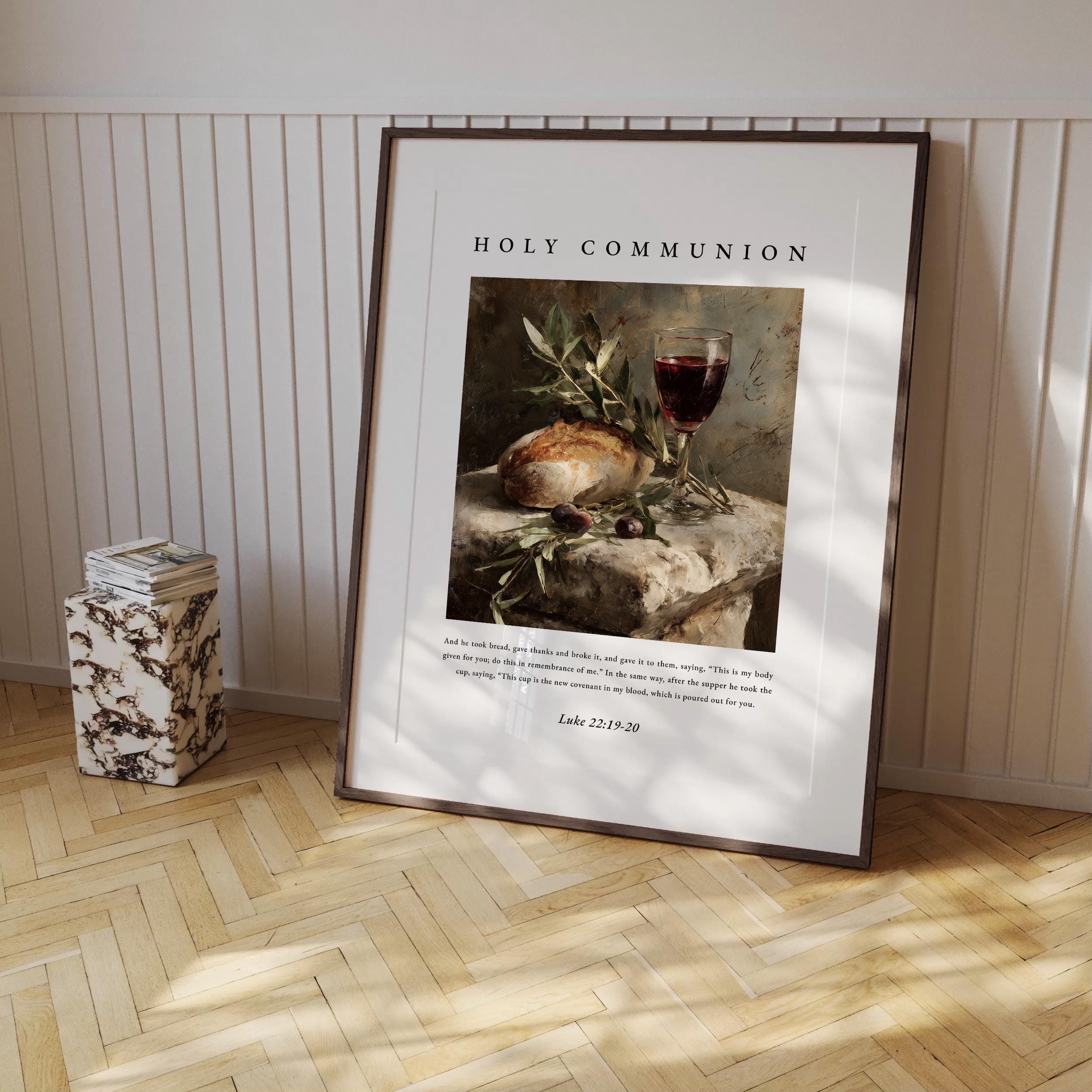 Holy Communion Wall Art, Luke 22:19-20 Printable, Bread and Wine ...