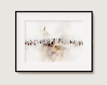 Het kruis, landschap, de kruisiging, Judea, bijbelkunst, Jezus aan het kruis, Jezus schilderij, Jezus print, Jezus kunst aan de muur, home decor