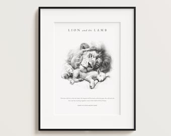 The Lion and The Lamb Art Print, Religious Home Decor (Digital Download)