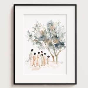 Jesus Teaching Child, Jesus Portrait, Jesus painting, Jesus print, Jesus art, Jesus wall art, white Jesus, Jesus watercolor, home decor