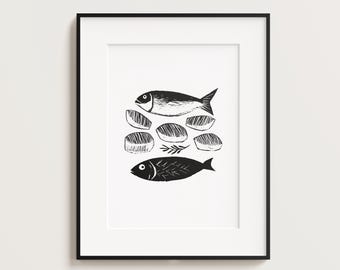 2 peces y 5 panes, láminas de Jesús alimentando a los 5000, pósteres minimalistas de Jesús, láminas de arte de pan y peces, póster cristiano, descarga digital.