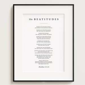 The Beatitudes, Watercolour Print, Matthew 5:3-11, Bible Verse, Inspirational Quotes, Christian Wall Art, Bible Christian Gift, Jesus Art