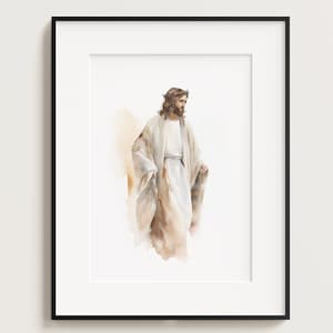 Jesus crown of thorns, Jesus Portrait, Jesus painting, Jesus print, jesus art, jesus wall art, white jesus, jesus watercolor, jesus boho