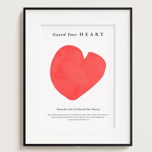 Bewaak je hart, Spreuken 4:23, hart, schone, minimalistische kunst, Christian Wall Art Print, Wall Art Print, bijbelvers muurkunst schrift