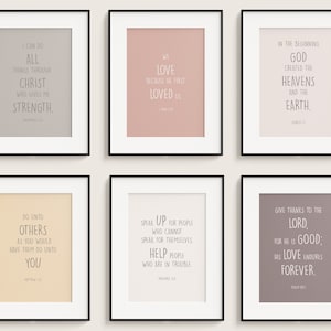 Set of 6 Kids Bible Verse Prints, Sunday School Decor, Christian education prints, christian preschool, christian classroom decor, nursery