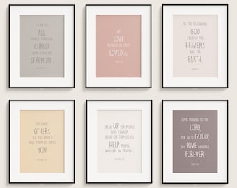 Set of 6 Kids Bible Verse Prints, Sunday School Decor, Christian education prints, christian preschool, christian classroom decor, nursery