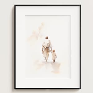 Christ with Child, Jesus Portrait, Jesus painting, Jesus print, jesus art, jesus wall art, jesus faceless, jesus watercolor, home decor