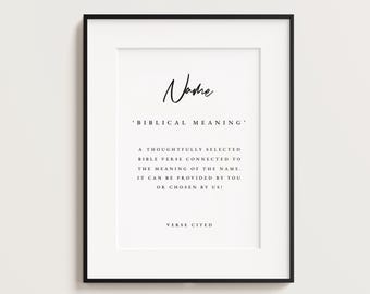 Personalized Name Meaning Sign, Custom Biblical Name Definition, Gift For New Parents, Christian Wall Art, Baby Shower, Nursery Decor, Bible