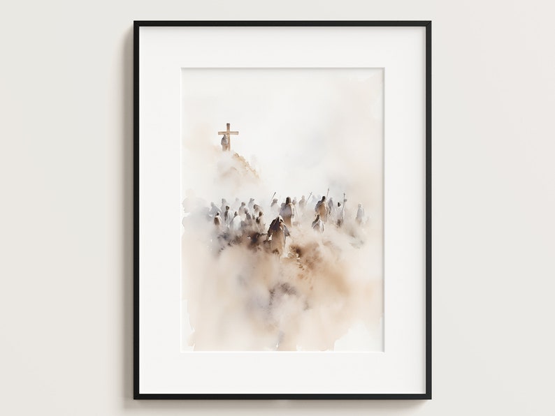 Set of 3 Jesus Art Prints, Jesus Walking on Water, Cross Crucifixion, Jesus print, Jesus Boho Art, Jesus wall art, Jesus Art, Jesus Portrait image 4