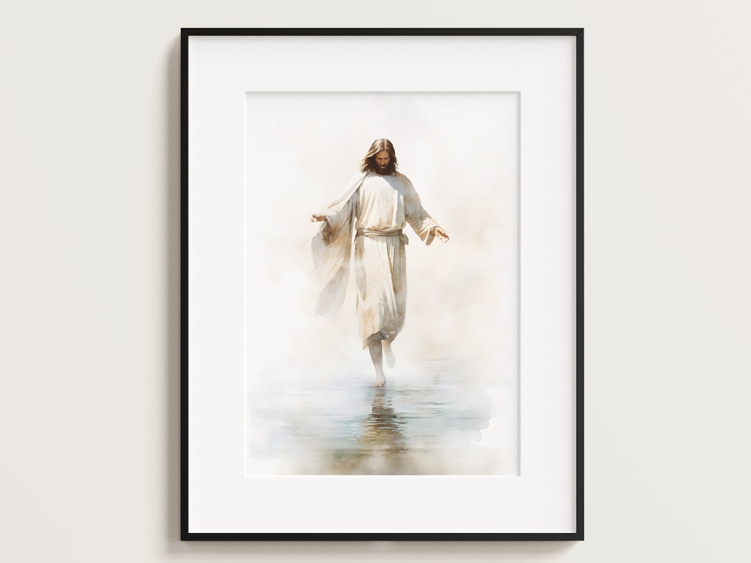 Jesus Walking on Water, Digital Print Download, Watercolour Wall Art ...