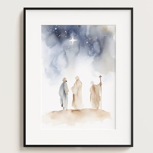 Three Wise Men, Magi, Nativity Scene, Birth of Jesus, Christmas Art, Bible Art, Bible Scene, Bible painting, Christian wall art, home decor