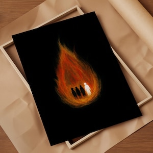 Shadrach Meshach und Abednego, wir werden uns nicht beugen, moderne christliche Kunst, Bibelkunst, Faith Art, feuriger Ofen Kunstdruck, christliche Wandkunst