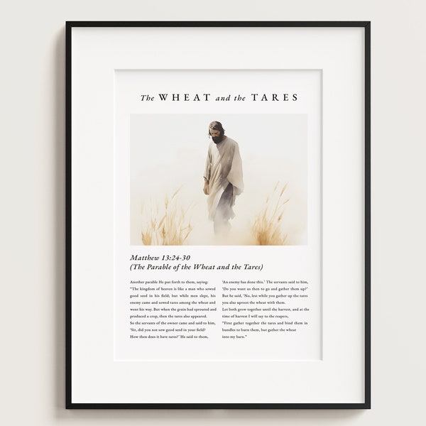 The Parable of the Wheat and the Tares, Matthew 13, Bible Verse Print, Christian Wall Art, Bible Christian Gift, Bible Wall Art, Jesus Art