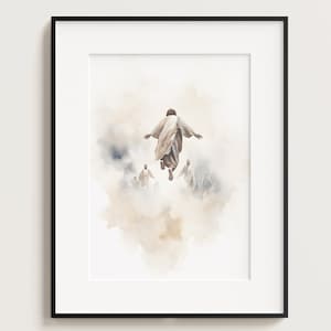Rising up into Heaven, Digital Print Download, Watercolour Wall Art, Jesus Printable Wall Art, Bible Christian Gift, Boho Art, Jesus Art
