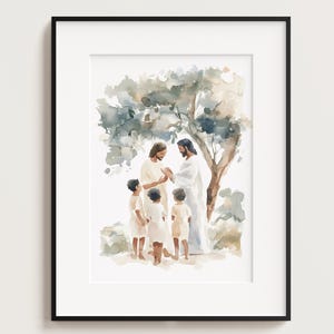 Jesus Teaching Child, Jesus Portrait, Jesus painting, Jesus print, Jesus art, Jesus wall art, white Jesus, Jesus Watercolor, Home Decor