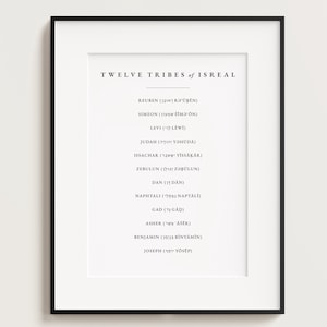 Twelve Tribes of Israel, 12 Tribes of Israel, Christian Wall Art, Bible Verse Print, Printable, Pastor Gifts, Bible Art